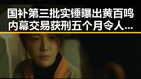 国补第三批实锤曝出黄百鸣内幕交易获刑五个月令人震惊