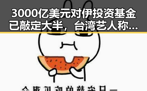 3000亿美元对伊投资基金已敲定大半，台湾艺人称岛内电视看不到世界杯引发关注