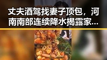 丈夫酒驾找妻子顶包，河南南部连续降水揭露家庭危机反差大